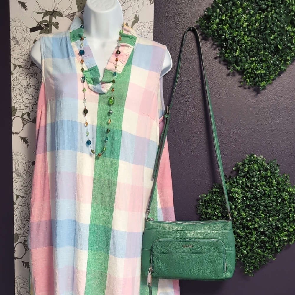 Soft Green Pebble Leather Crossbody By Calvin Klein - Picture 3 of 14